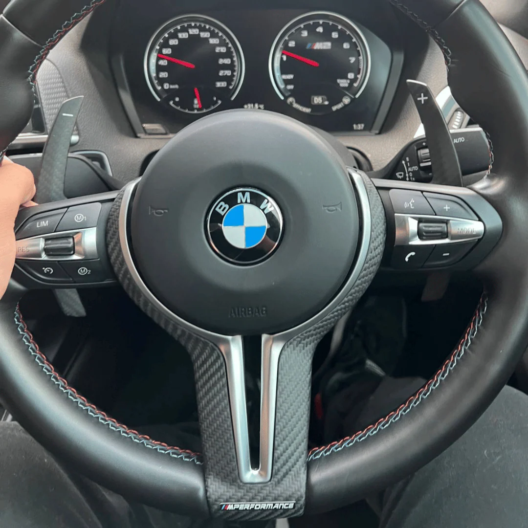 BMW F Series silver matte carbon steering trim