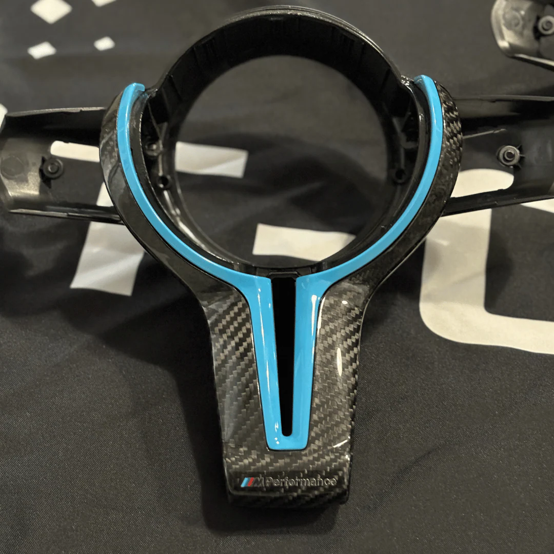 BMW light blue Carbon Steering Trim